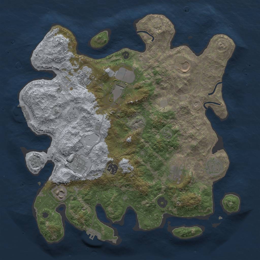 Rust Map: Procedural Map, Size: 3700, Seed: 351541215, 17 Monuments