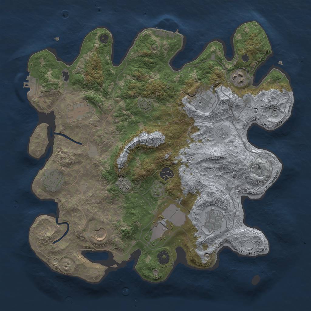 Rust Map: Procedural Map, Size: 3550, Seed: 667851, 17 Monuments