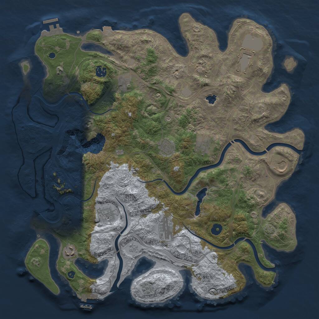 Rust Map: Procedural Map, Size: 4250, Seed: 286194647, 17 Monuments