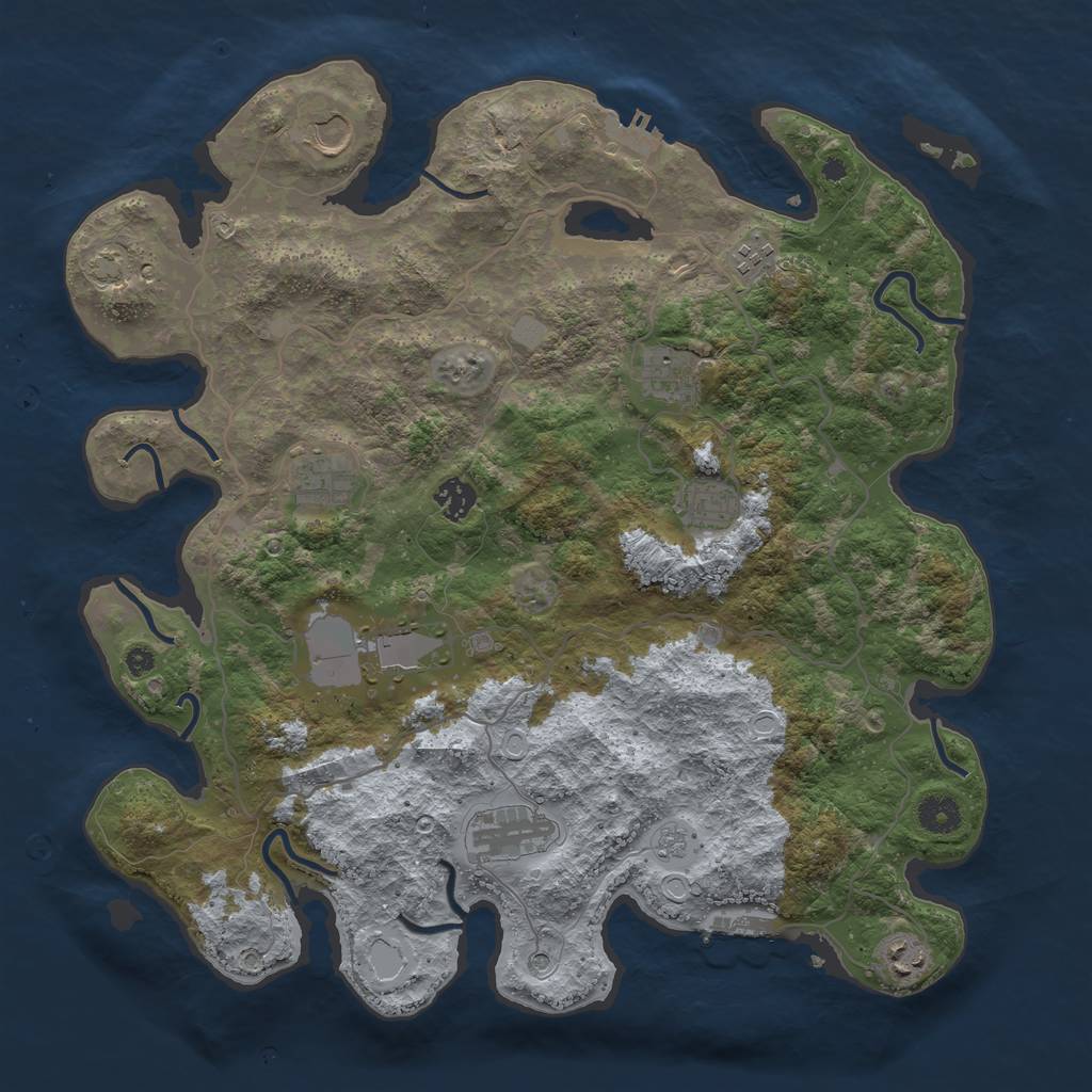 Rust Map: Procedural Map, Size: 4000, Seed: 990229, 17 Monuments