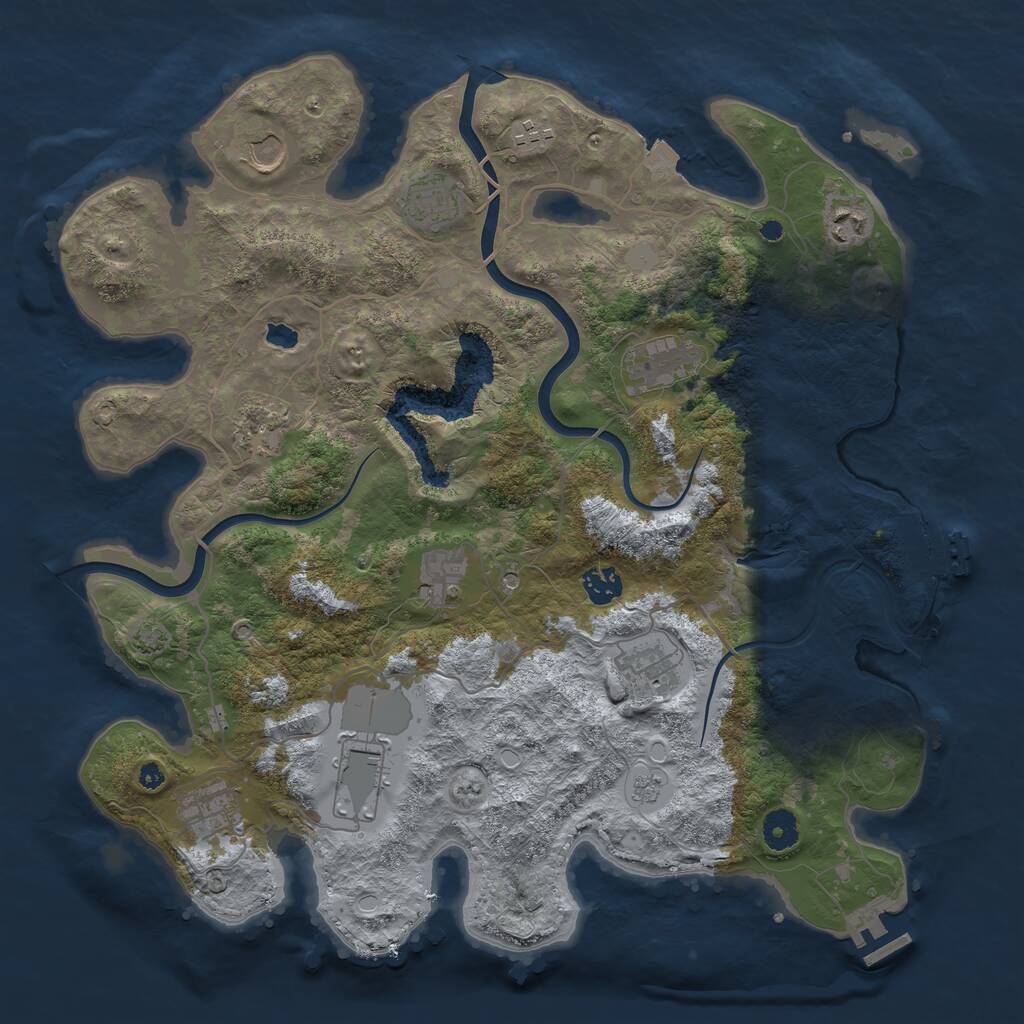 Rust Map: Procedural Map, Size: 4000, Seed: 990229, 17 Monuments