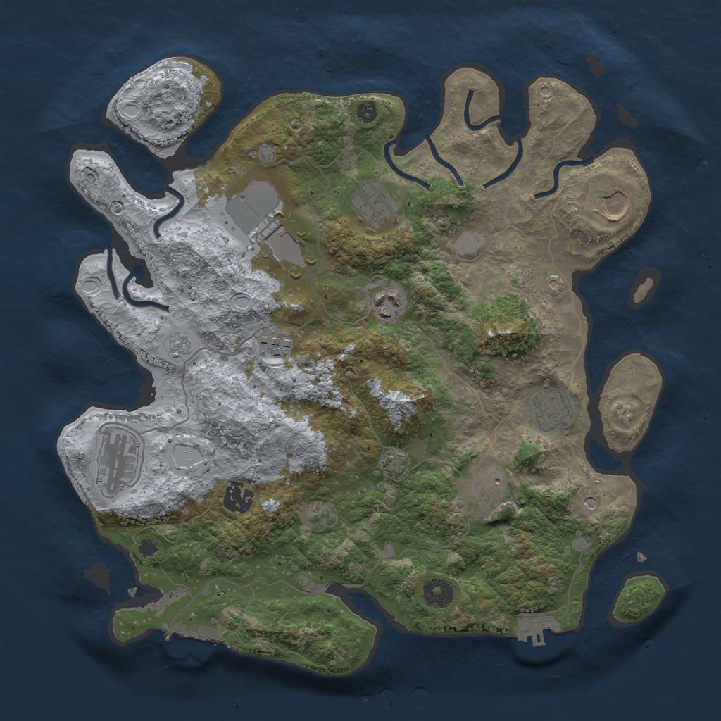 Rust Map: Procedural Map, Size: 3590, Seed: 579076, 17 Monuments