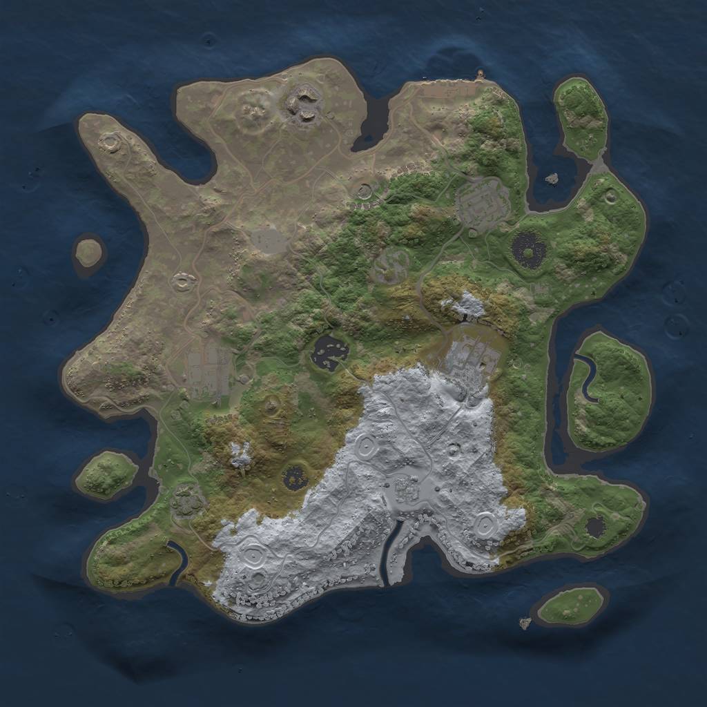 Rust Map: Procedural Map, Size: 3000, Seed: 985257837, 11 Monuments