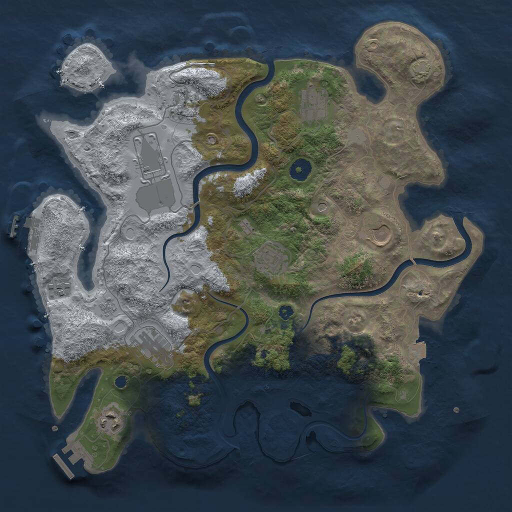 Rust Map: Procedural Map, Size: 3550, Seed: 854321, 14 Monuments
