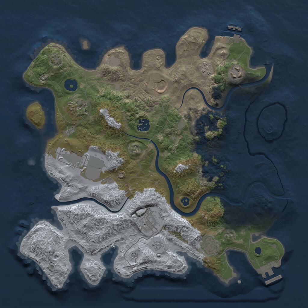 Rust Map: Procedural Map, Size: 3550, Seed: 848792, 14 Monuments