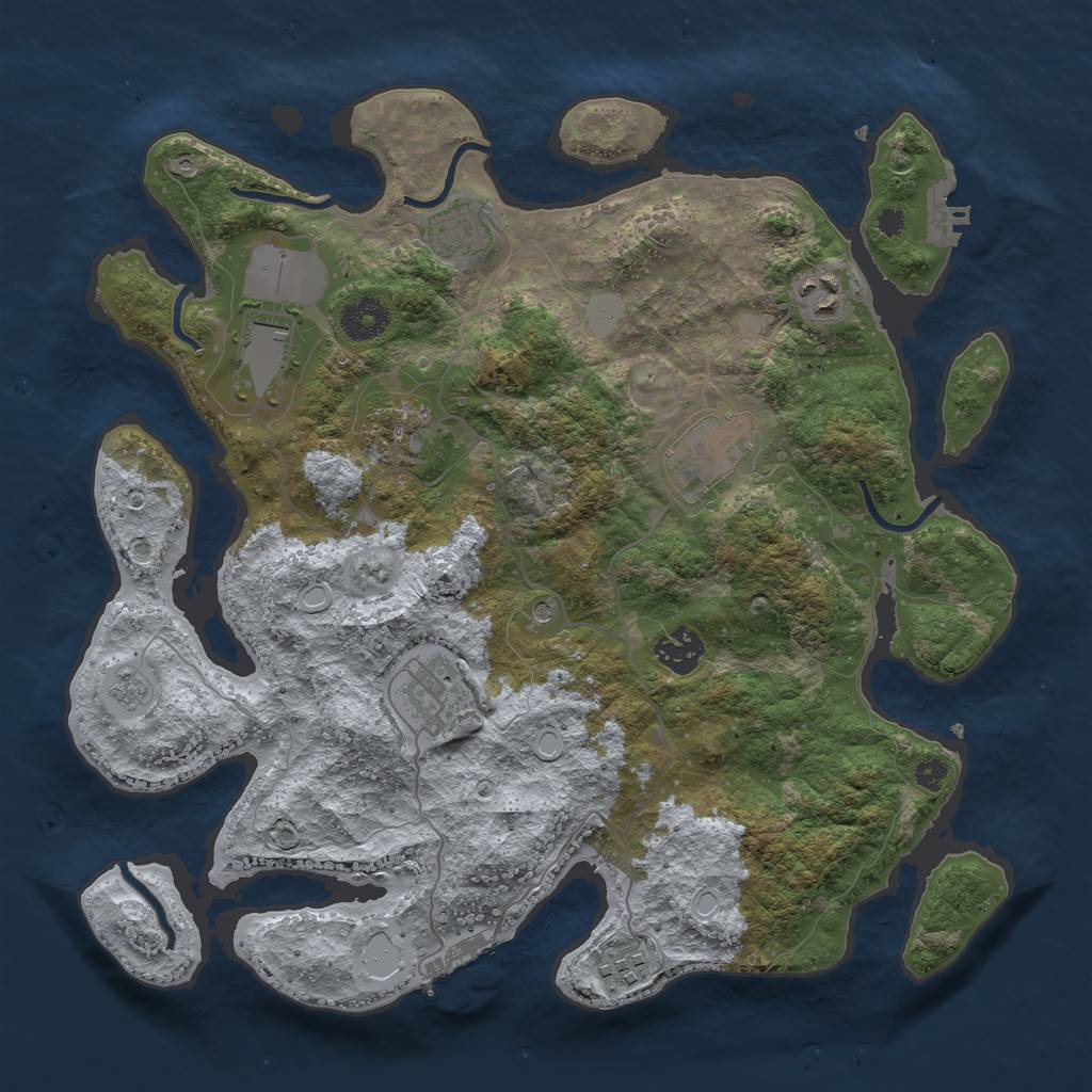 Rust Map: Procedural Map, Size: 3550, Seed: 633746, 15 Monuments