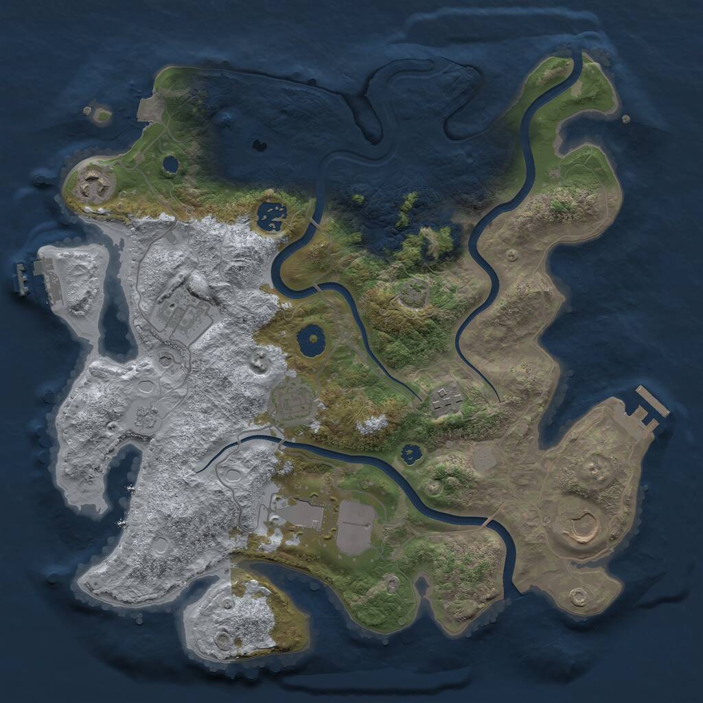 Rust Map: Procedural Map, Size: 3500, Seed: 1012474498, 13 Monuments