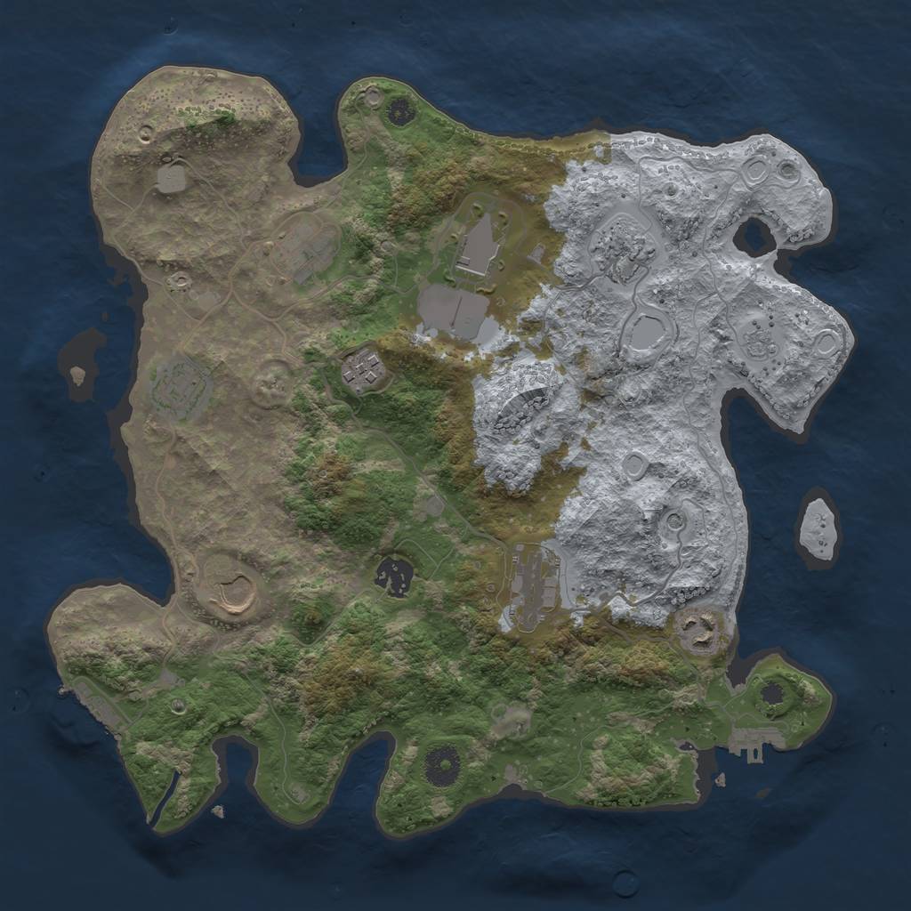 Rust Map: Procedural Map, Size: 3550, Seed: 747721, 16 Monuments