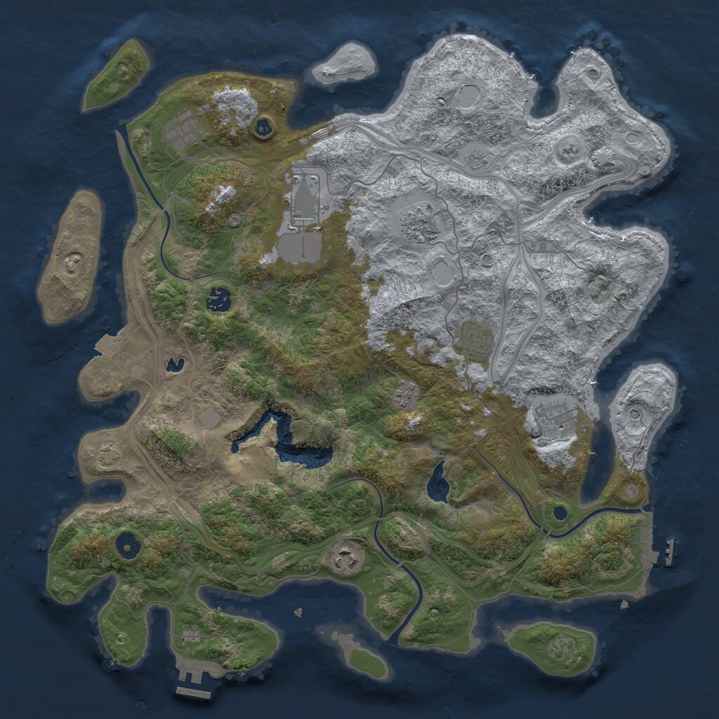 Rust Map: Procedural Map, Size: 4250, Seed: 714381437, 14 Monuments