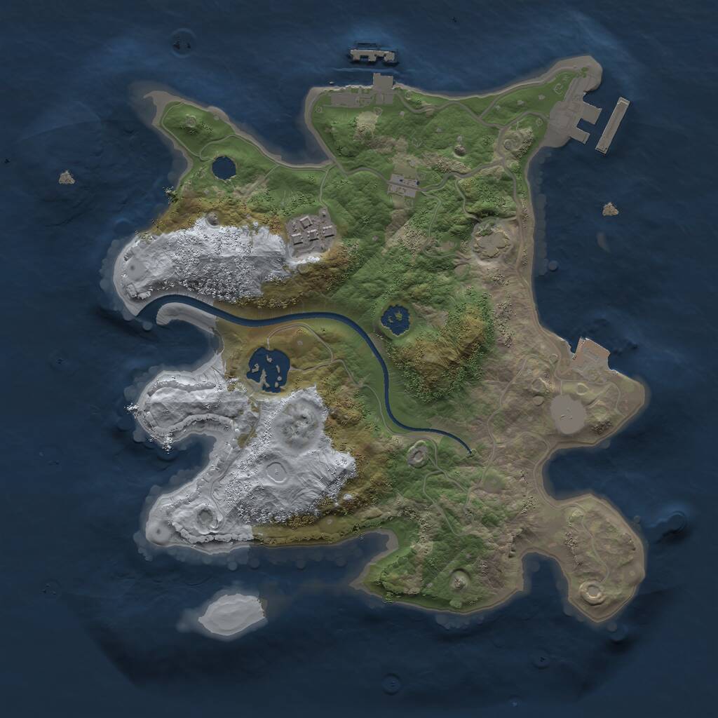 Rust Map: Procedural Map, Size: 2500, Seed: 574604572, 6 Monuments
