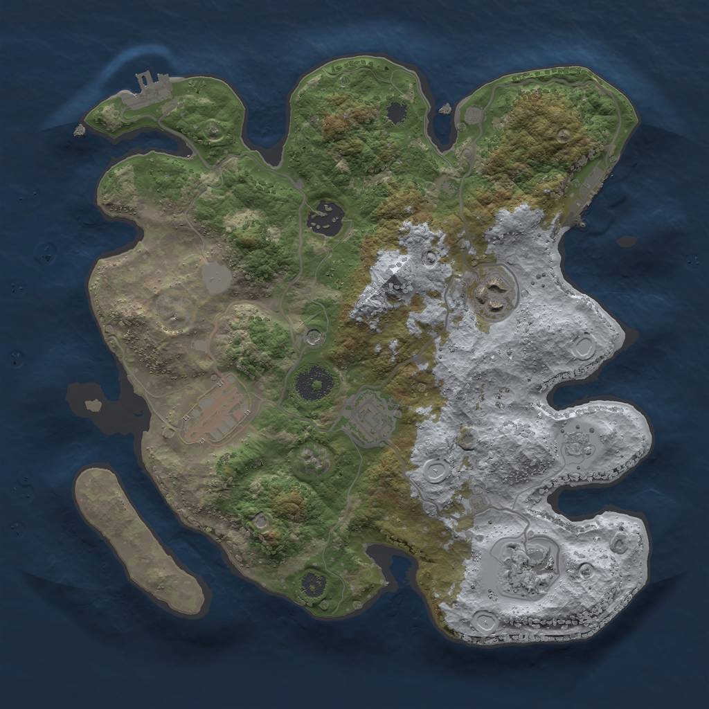 Rust Map: Procedural Map, Size: 3000, Seed: 254313376, 12 Monuments