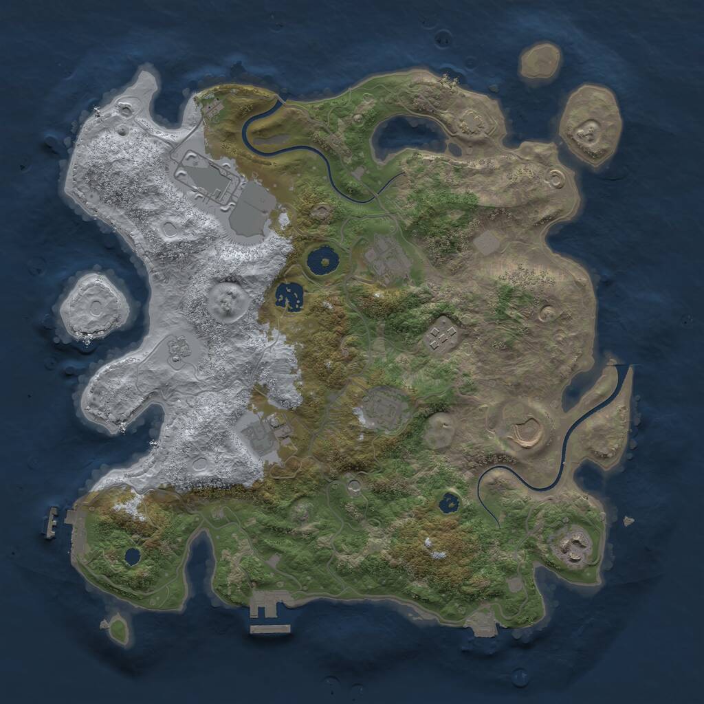 Rust Map: Procedural Map, Size: 3550, Seed: 866404, 14 Monuments