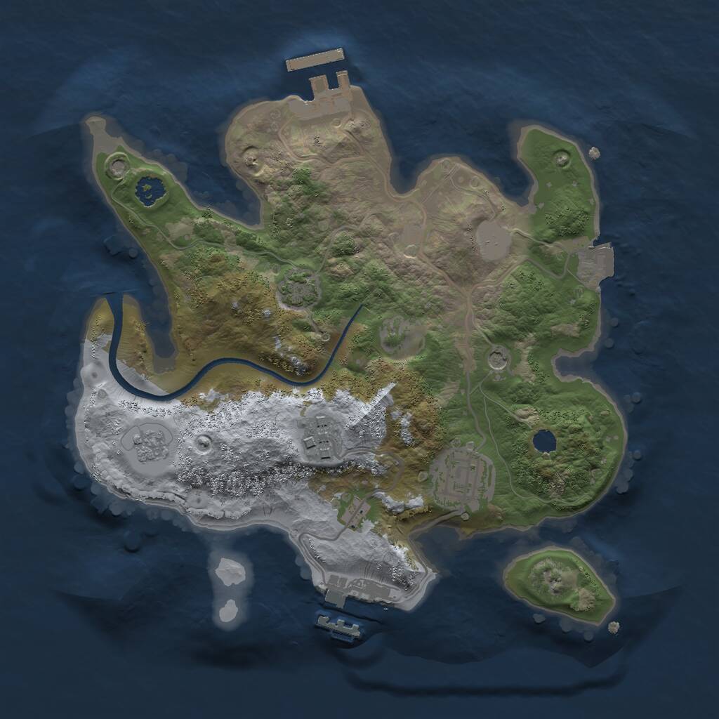 Rust Map: Procedural Map, Size: 2500, Seed: 401665415, 8 Monuments