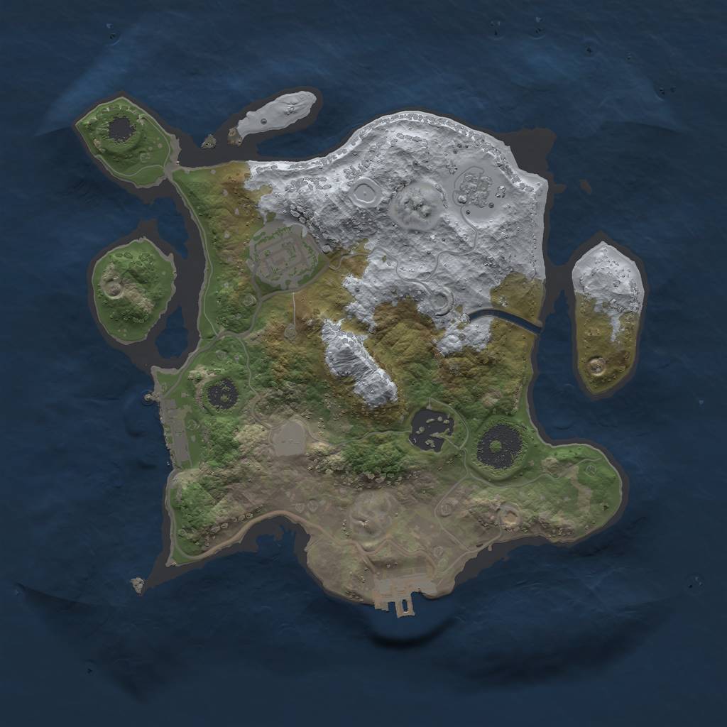 Rust Map: Procedural Map, Size: 2500, Seed: 1827772402, 8 Monuments