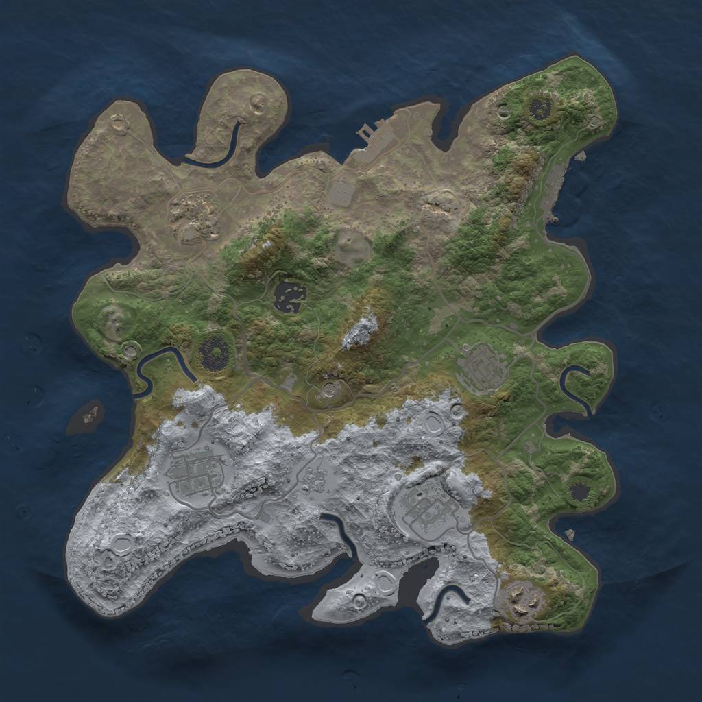 Rust Map: Procedural Map, Size: 3200, Seed: 75868700, 13 Monuments