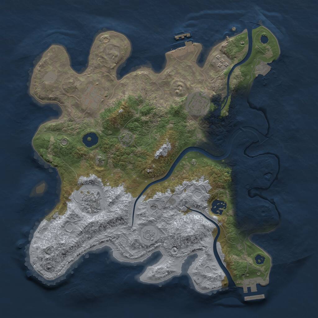 Rust Map: Procedural Map, Size: 3200, Seed: 75868700, 11 Monuments