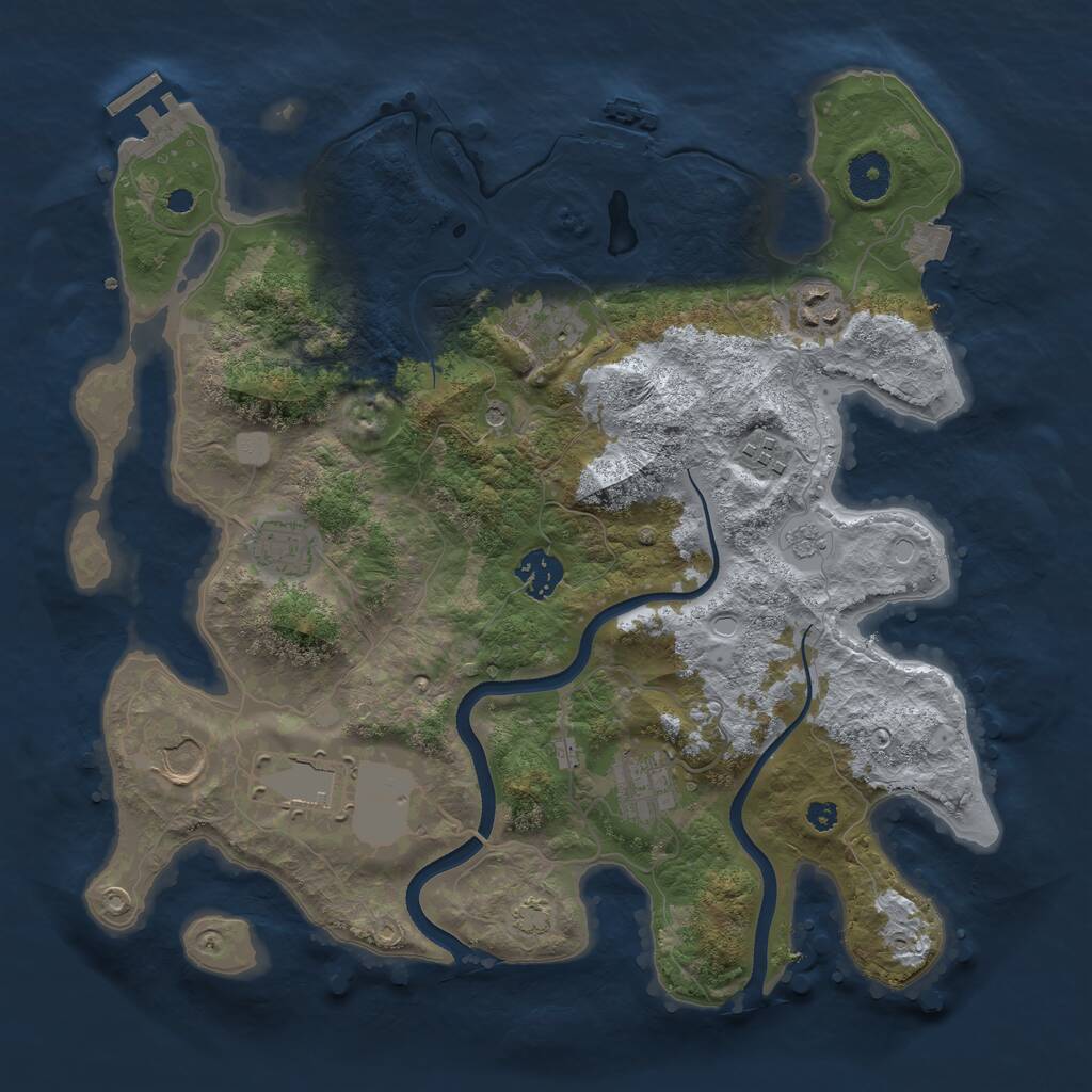 Rust Map: Procedural Map, Size: 3550, Seed: 810751, 14 Monuments