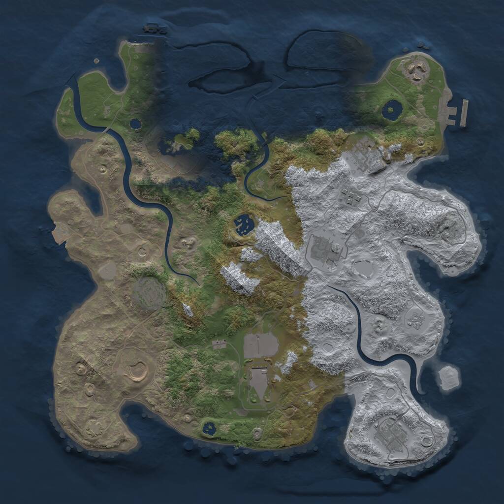 Rust Map: Procedural Map, Size: 3750, Seed: 122564105, 16 Monuments