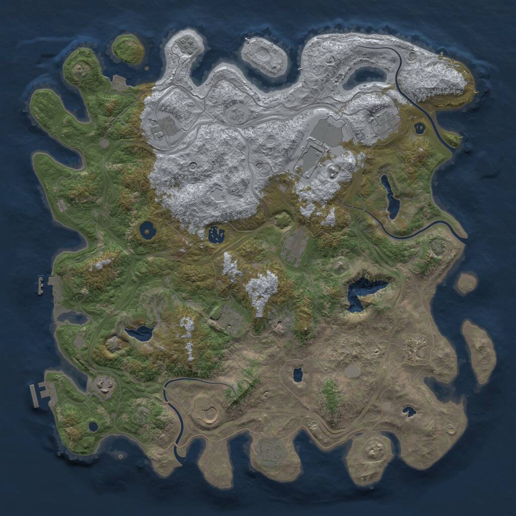 Rust Map: Procedural Map, Size: 4500, Seed: 919321548, 17 Monuments