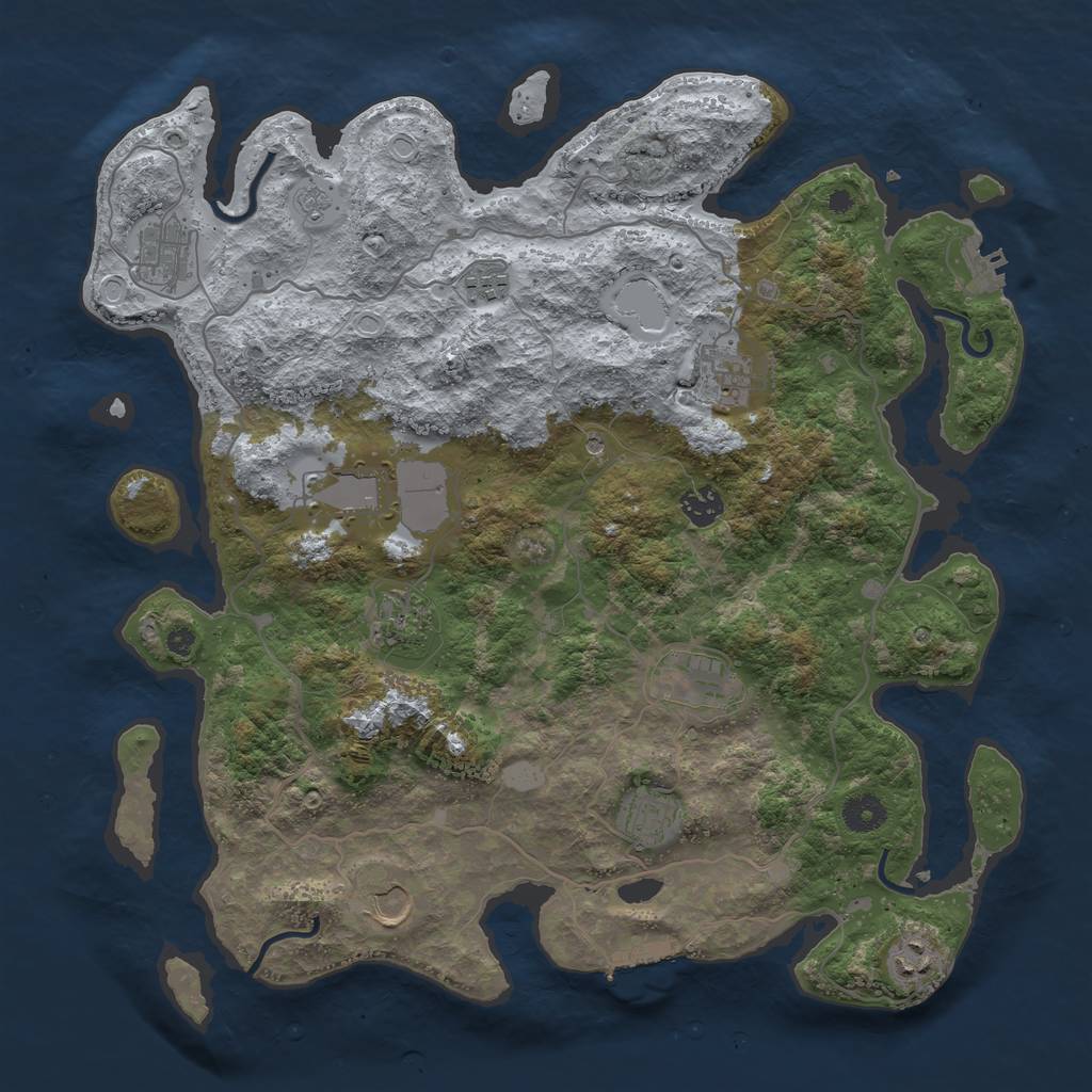Rust Map: Procedural Map, Size: 4000, Seed: 50123, 17 Monuments