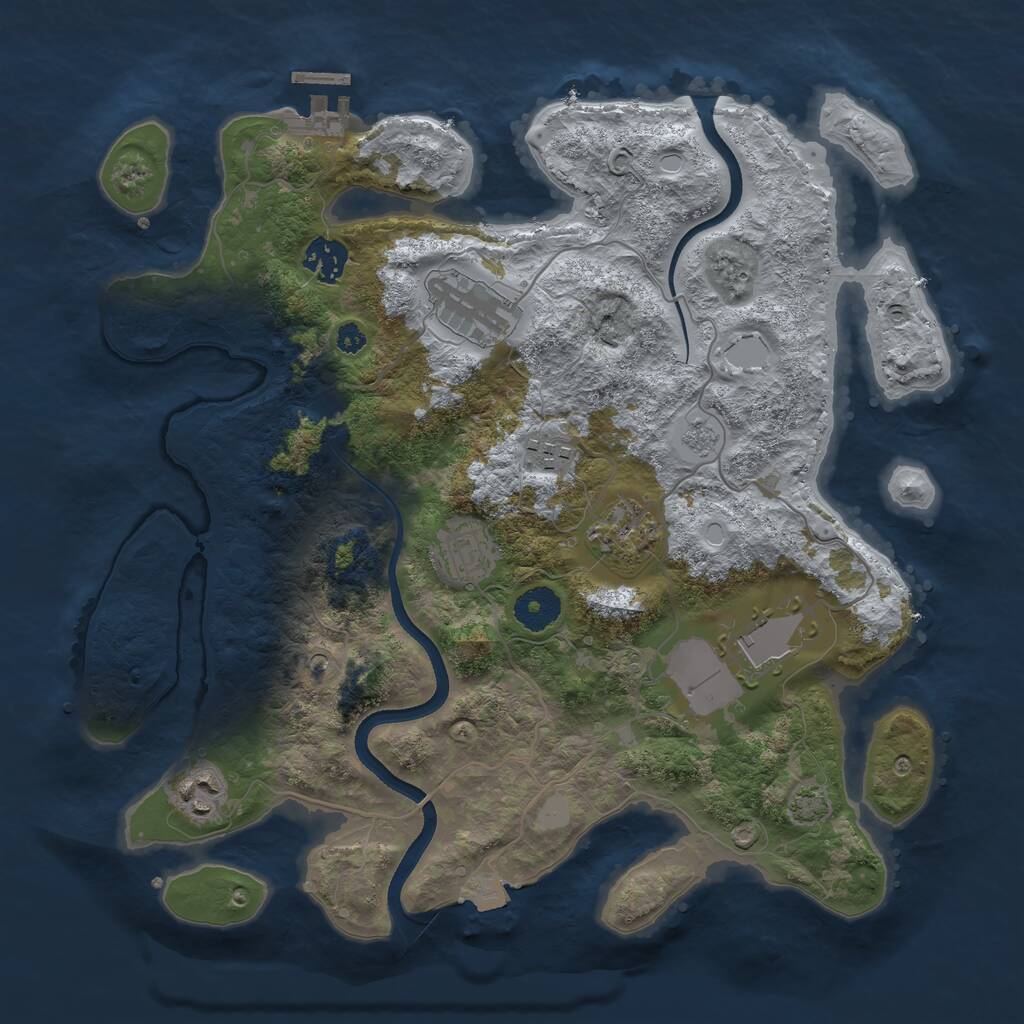 Rust Map: Procedural Map, Size: 3500, Seed: 266263712, 12 Monuments