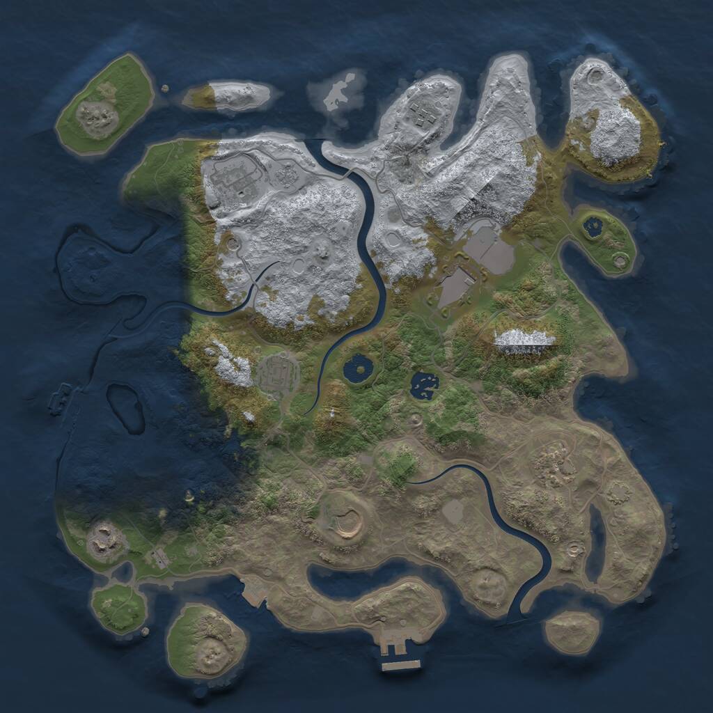 Rust Map: Procedural Map, Size: 3750, Seed: 5370, 14 Monuments