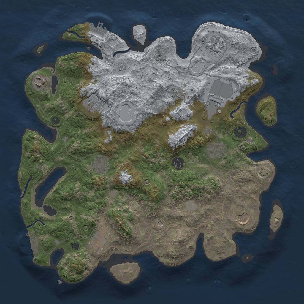 Rust Map: Procedural Map, Size: 3700, Seed: 410453663, 18 Monuments