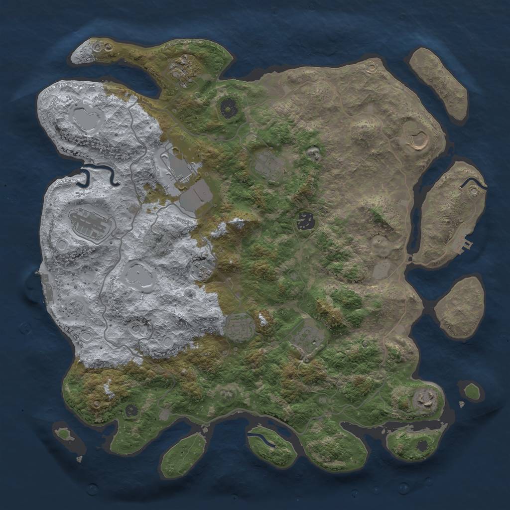 Rust Map: Procedural Map, Size: 4050, Seed: 985210508, 17 Monuments