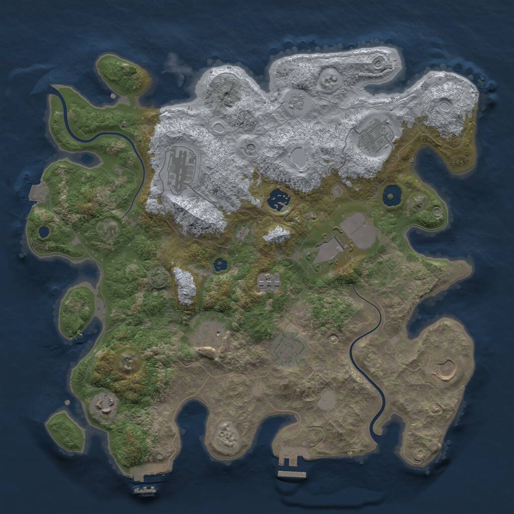 Rust Map: Procedural Map, Size: 3702, Seed: 1, 15 Monuments