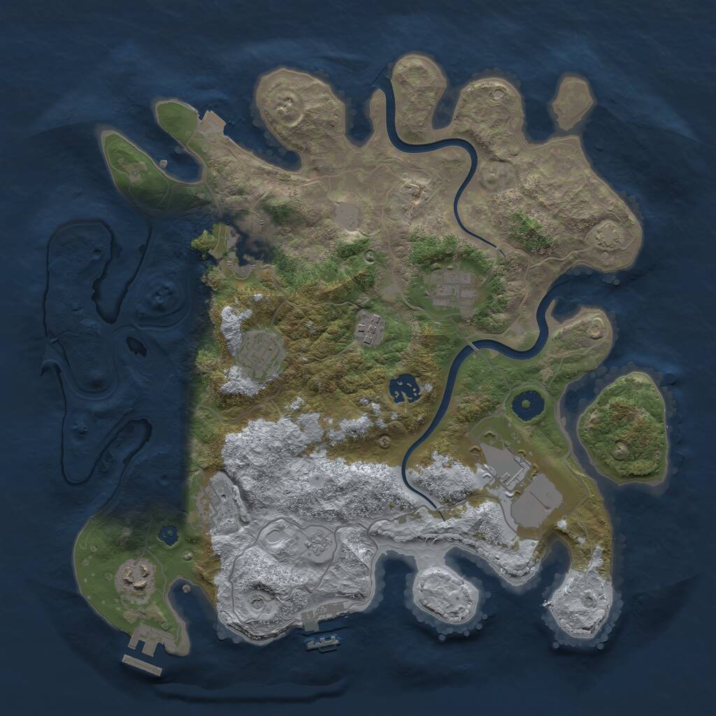 Rust Map: Procedural Map, Size: 3550, Seed: 833061, 14 Monuments