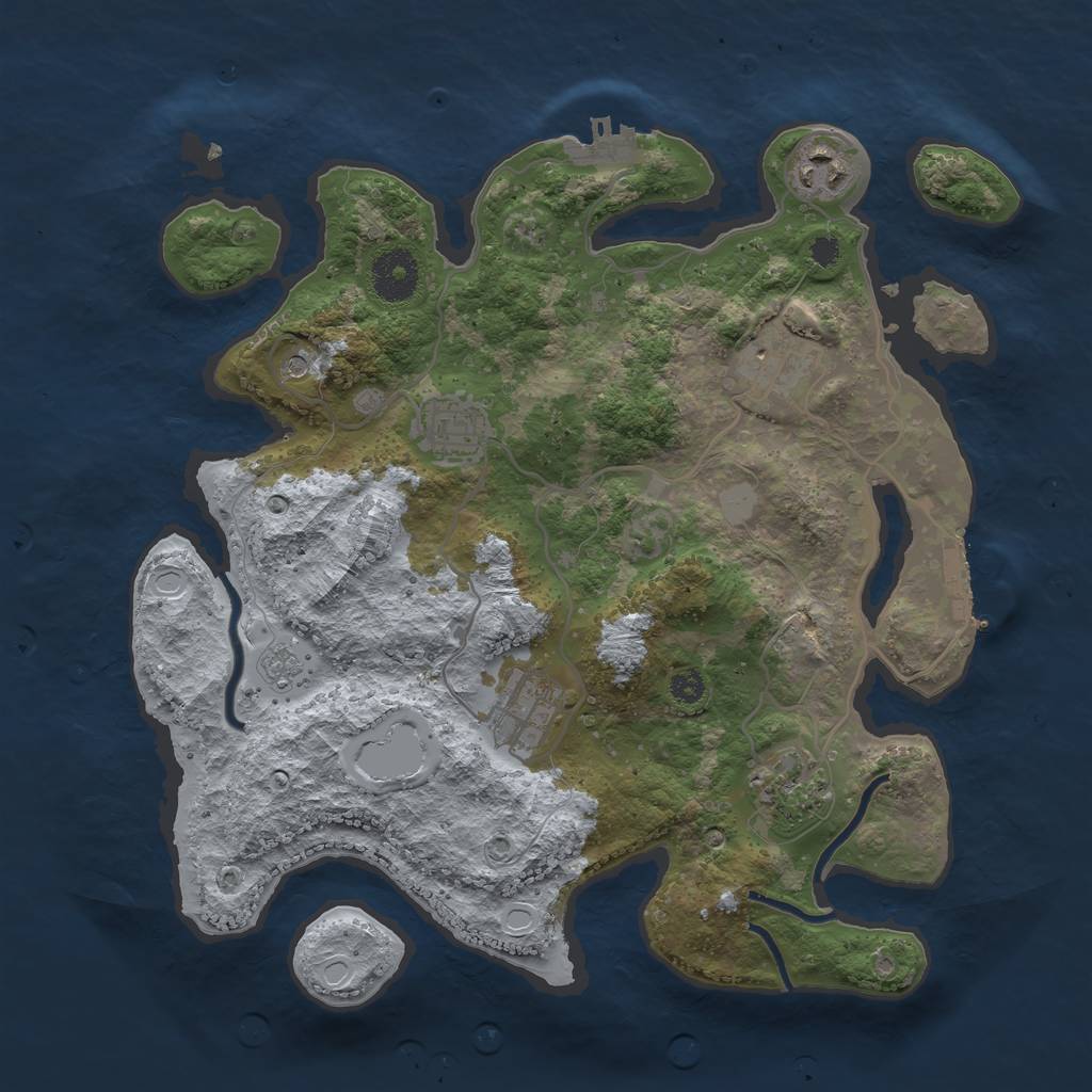 Rust Map: Procedural Map, Size: 3300, Seed: 1272322979, 12 Monuments
