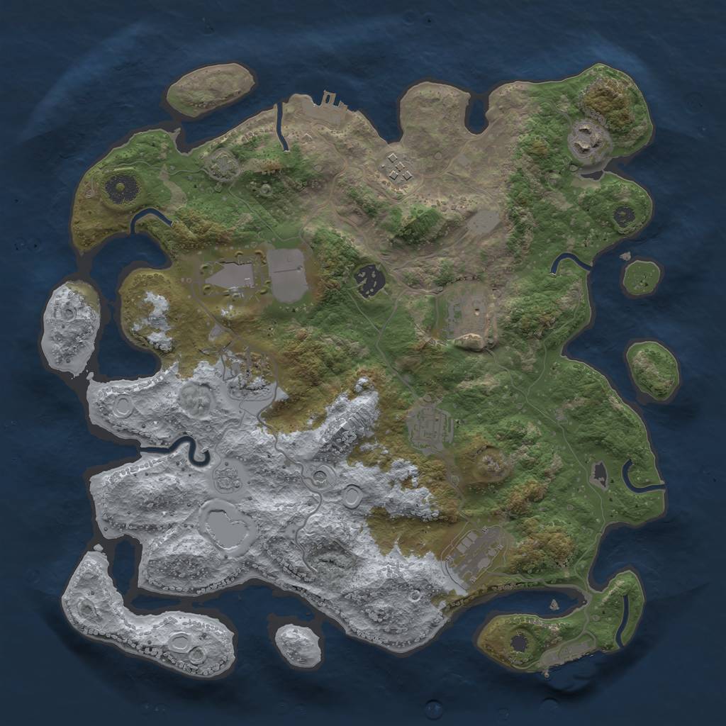 Rust Map: Procedural Map, Size: 3550, Seed: 923891, 16 Monuments