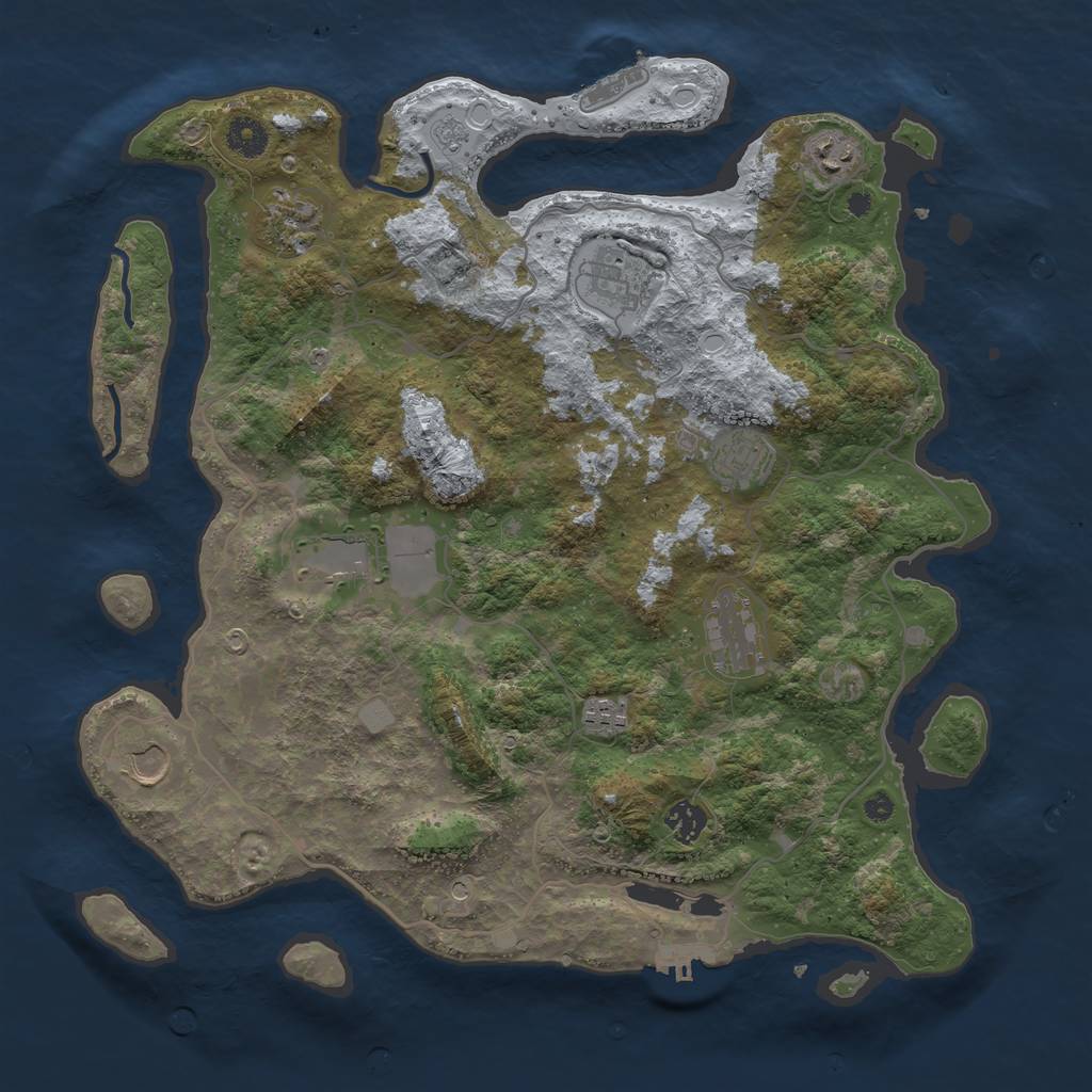 Rust Map: Procedural Map, Size: 4000, Seed: 373221188, 16 Monuments