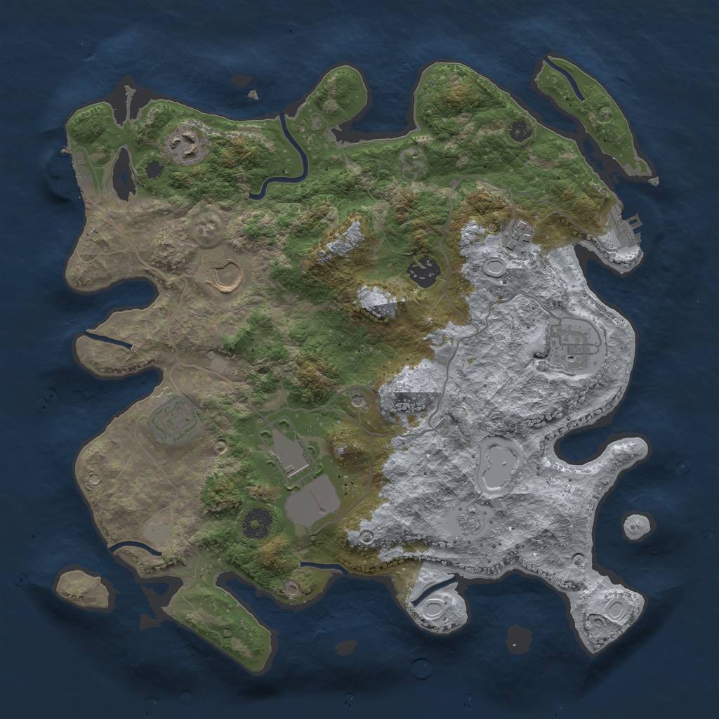 Rust Map: Procedural Map, Size: 3500, Seed: 757575, 14 Monuments