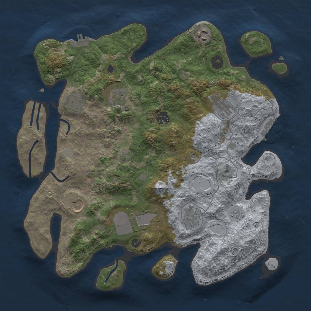 Rust Map: Procedural Map, Size: 3550, Seed: 990002, 15 Monuments