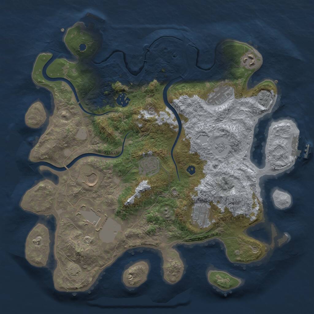 Rust Map: Procedural Map, Size: 3550, Seed: 882585, 14 Monuments