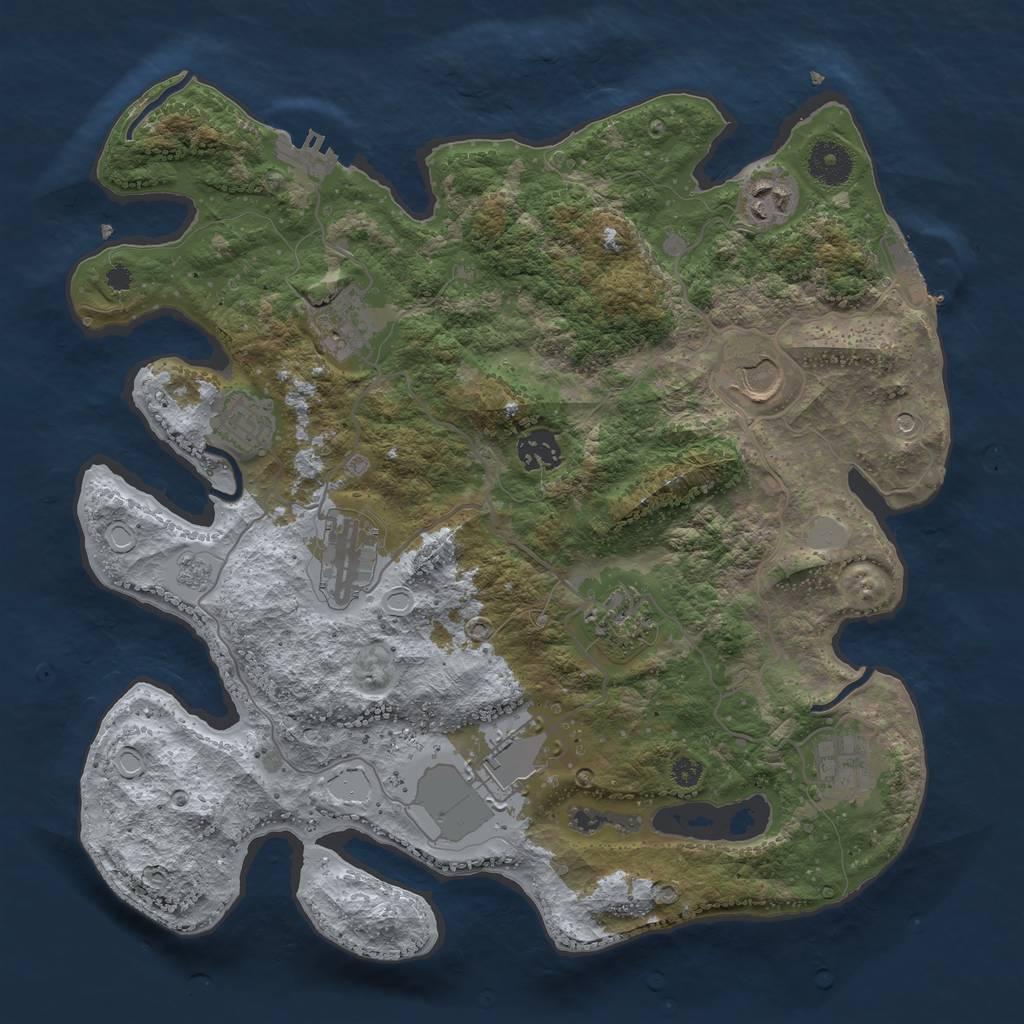 Rust Map: Procedural Map, Size: 3550, Seed: 100072, 16 Monuments