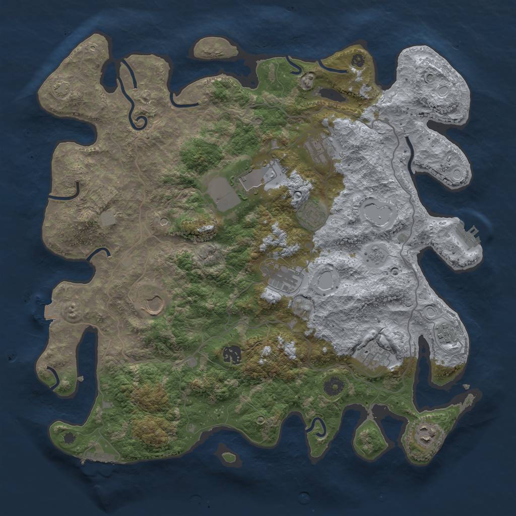Rust Map: Procedural Map, Size: 4000, Seed: 1184156597, 17 Monuments
