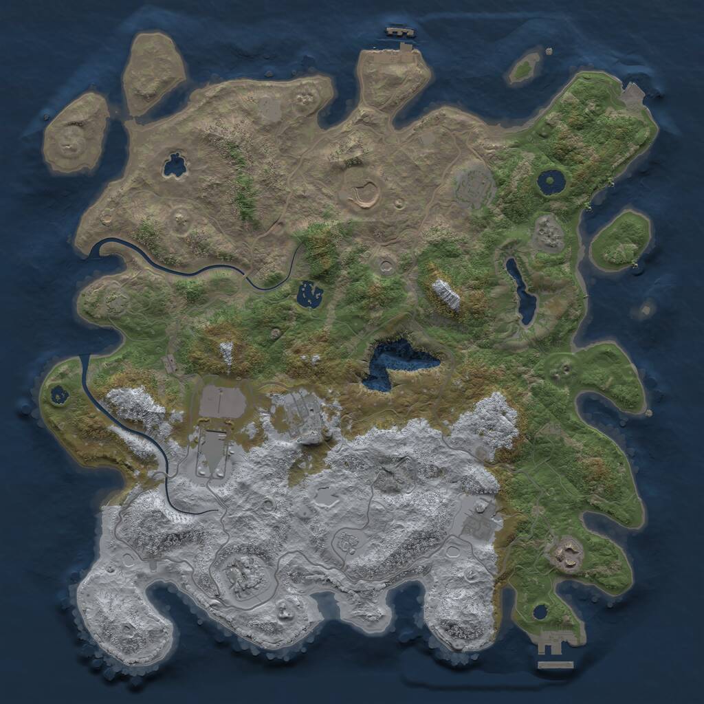 Rust Map: Procedural Map, Size: 4000, Seed: 2110945226, 14 Monuments