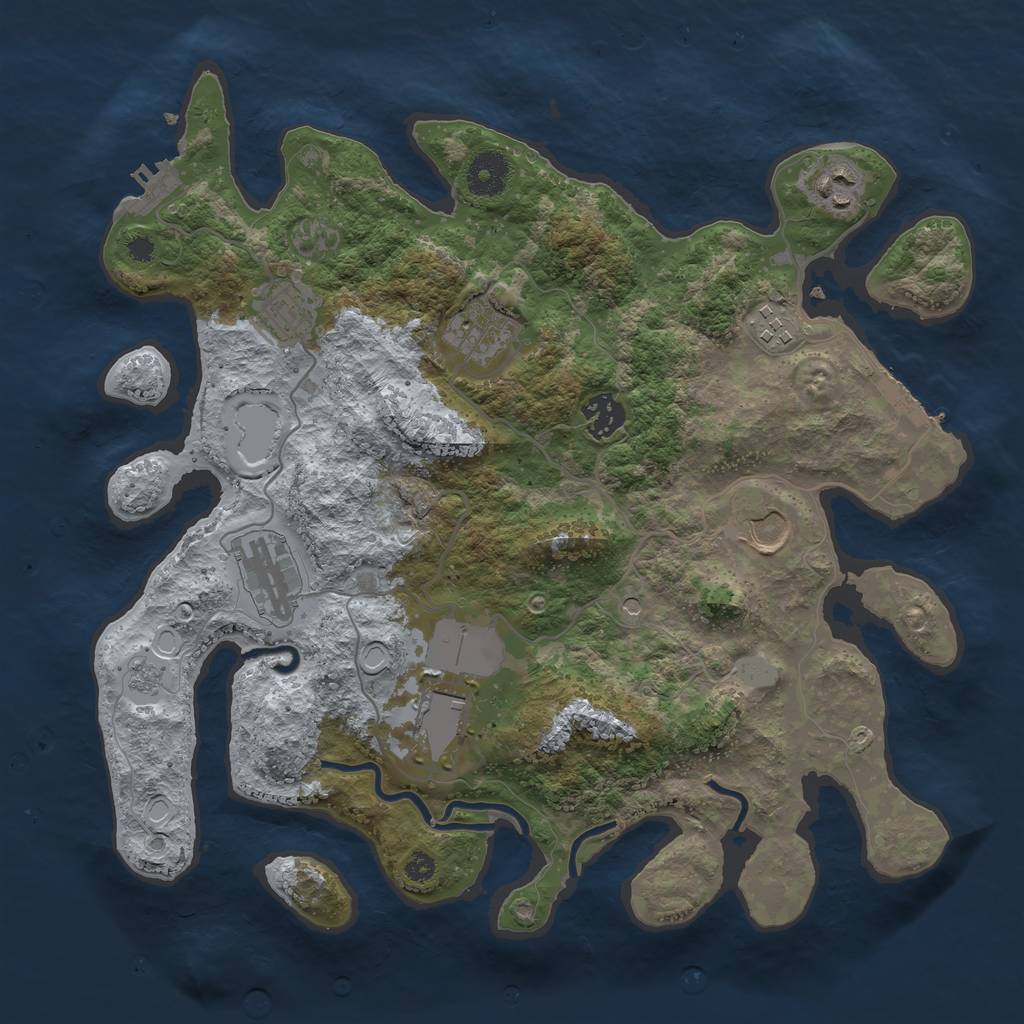 Rust Map: Procedural Map, Size: 3550, Seed: 420677, 15 Monuments