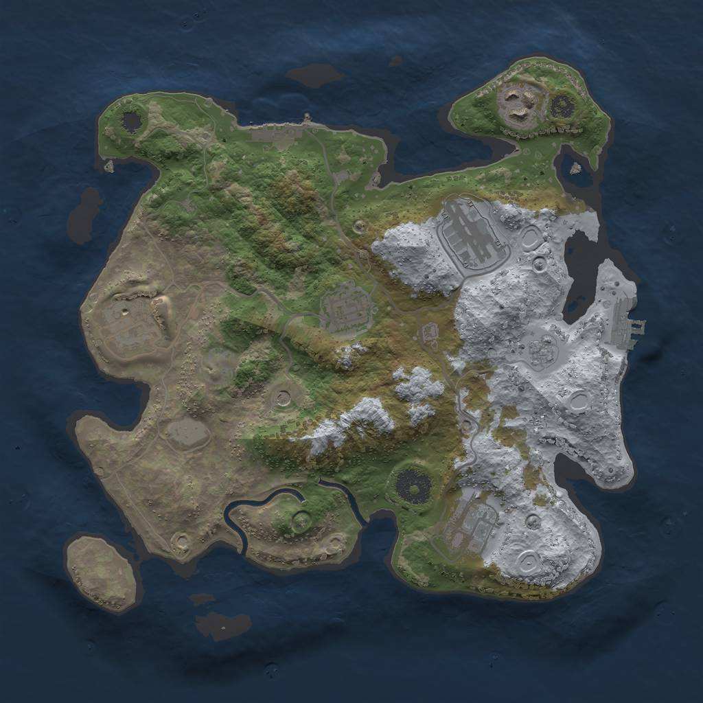 Rust Map: Procedural Map, Size: 3000, Seed: 820051893, 12 Monuments