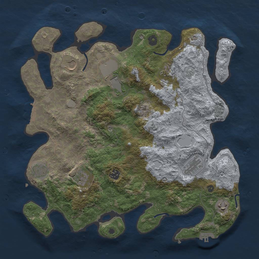 Rust Map: Procedural Map, Size: 3800, Seed: 73809317, 16 Monuments