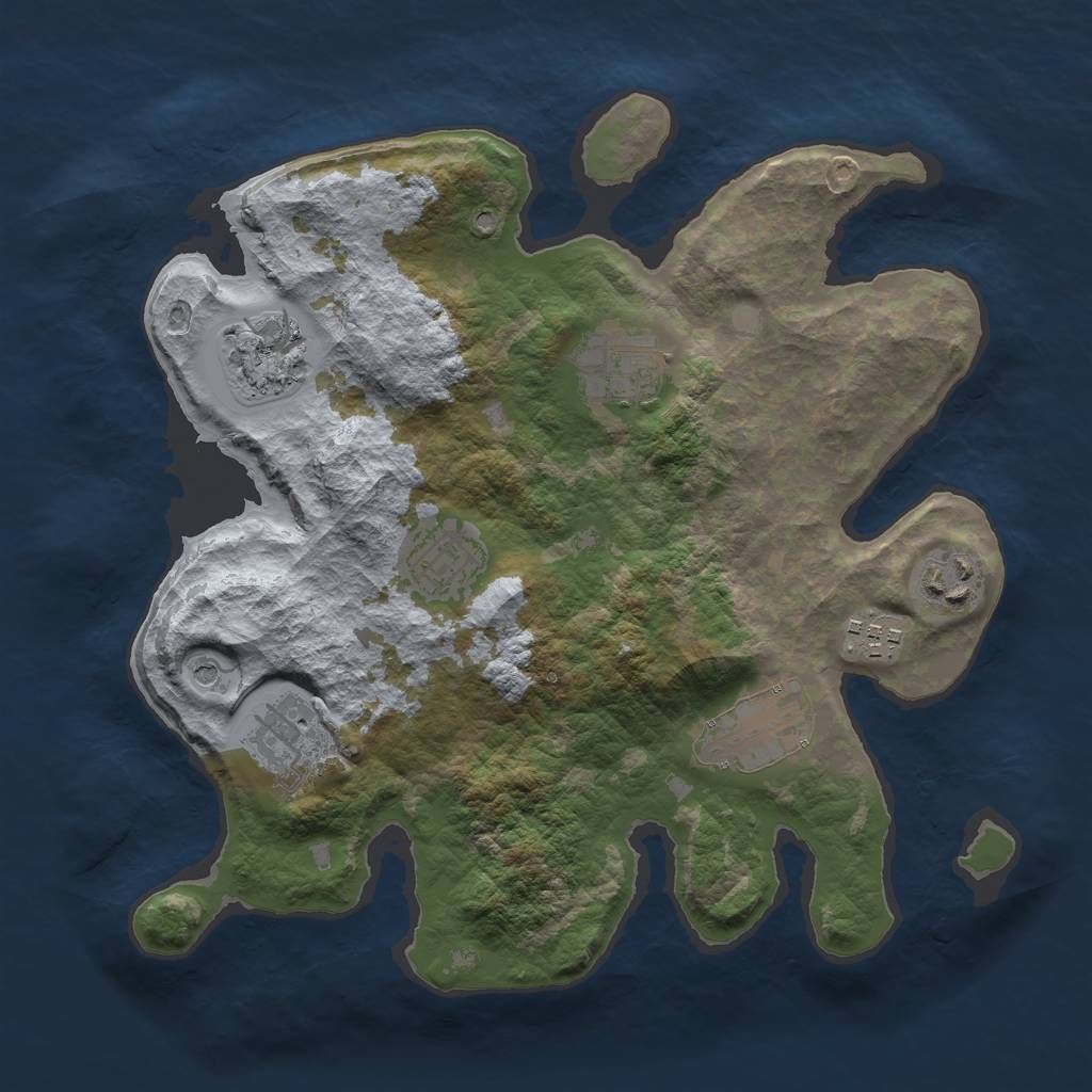 Rust Map: Barren, Size: 3000, Seed: 481488555, 10 Monuments