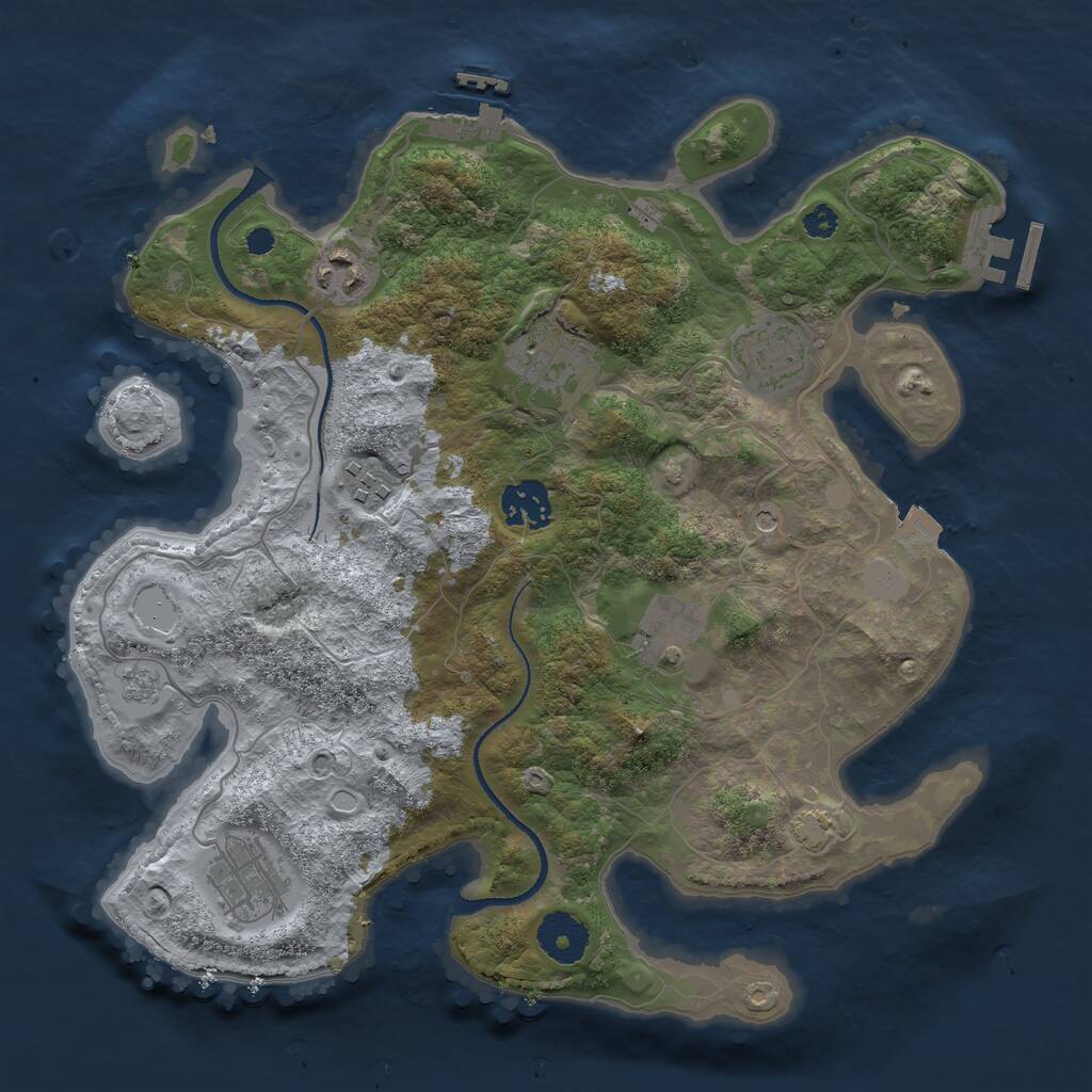Rust Map: Procedural Map, Size: 3250, Seed: 1458146971, 13 Monuments