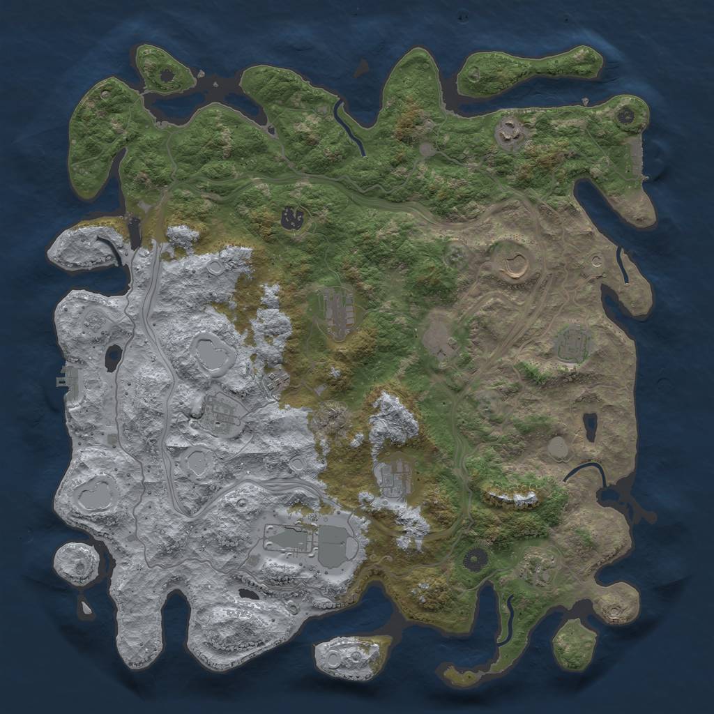 Rust Map: Procedural Map, Size: 4500, Seed: 287937094, 18 Monuments
