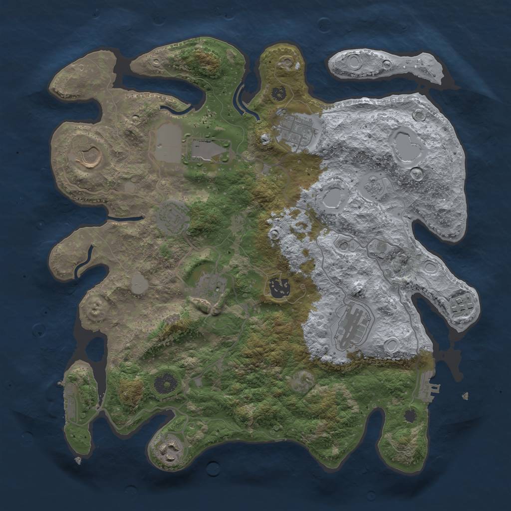 Rust Map: Procedural Map, Size: 3550, Seed: 945084, 16 Monuments