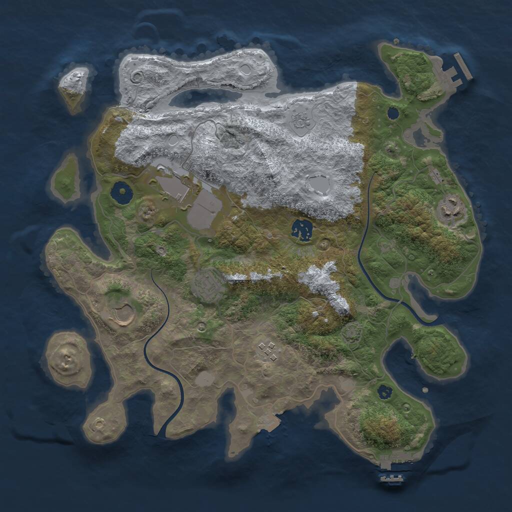 Rust Map: Procedural Map, Size: 3500, Seed: 547303462, 11 Monuments