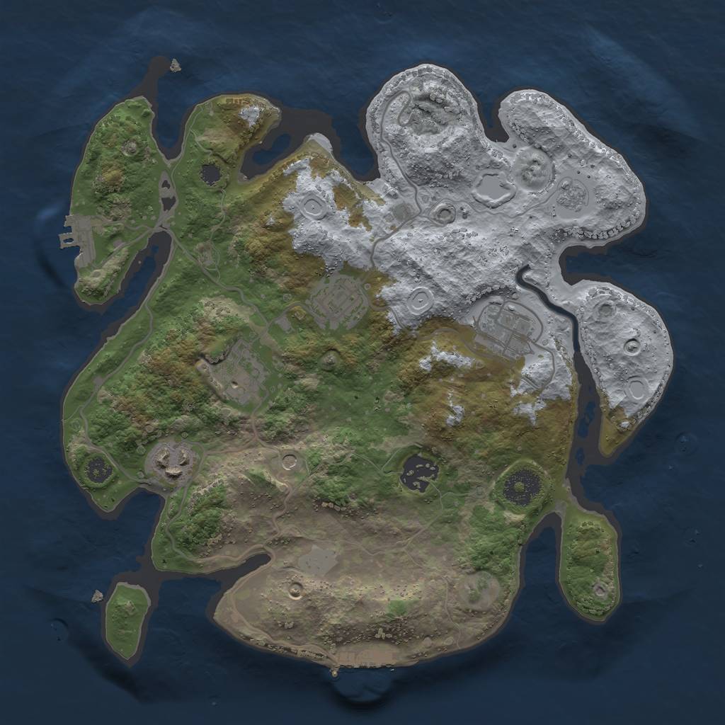 Rust Map: Procedural Map, Size: 3000, Seed: 1179382306, 12 Monuments