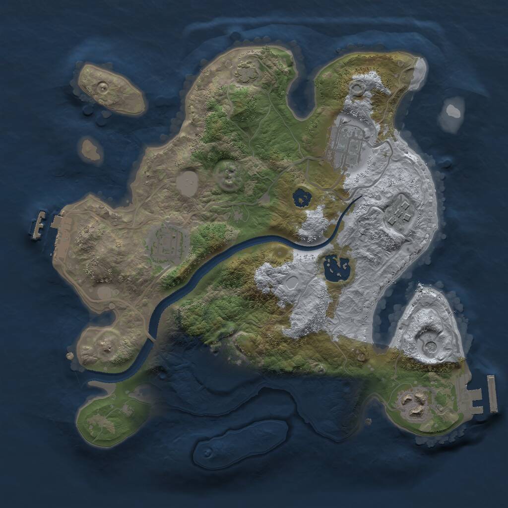 Rust Map: Procedural Map, Size: 2750, Seed: 2080765156, 11 Monuments