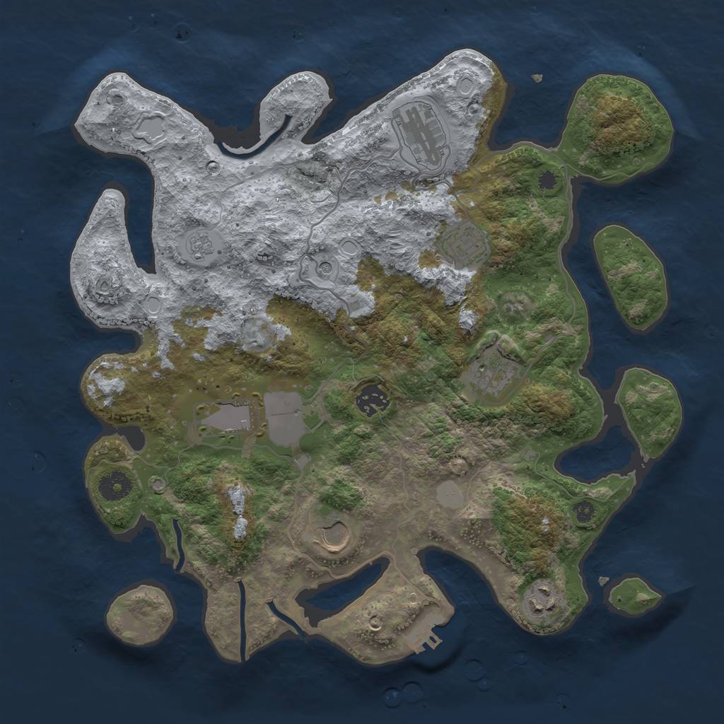 Rust Map: Procedural Map, Size: 3500, Seed: 26345, 13 Monuments